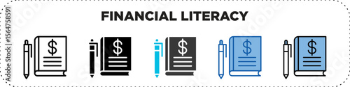 Financial Literacy Icon Pack Line Glyph