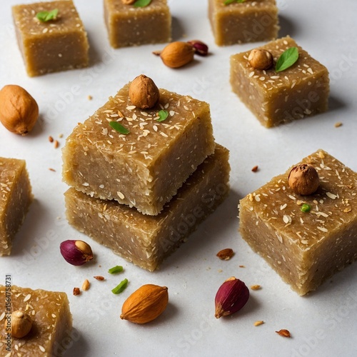 Singhara Barfi or Singhada burfi or halwa made using water chestnut flour fasting or upwas food
