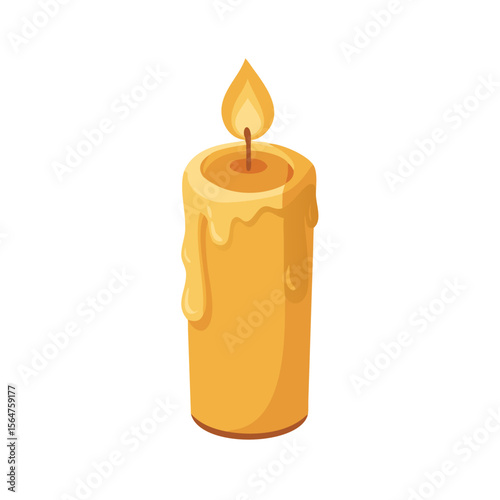 burning candle isolated on white background