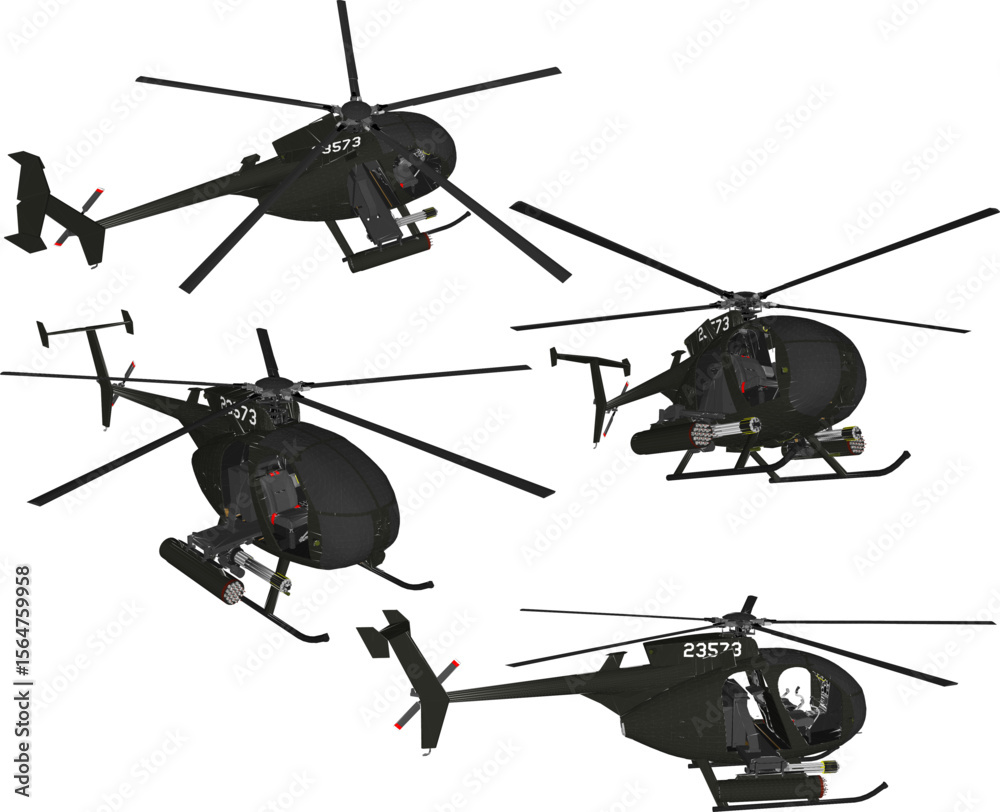 Fototapeta premium silhouette vector illustration of combat helicopter vehicle design with advanced and modern automatic weapons for air combat