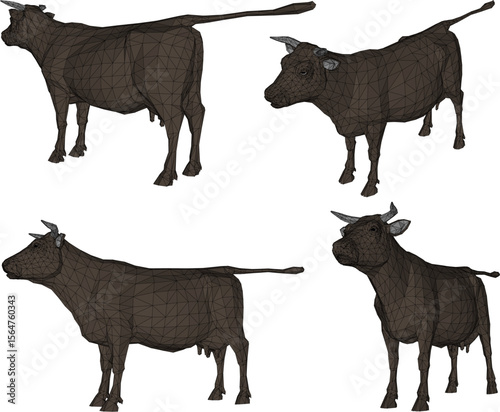 silhouette vector illustration design of farm cow animal for pet riding and meat stock 
