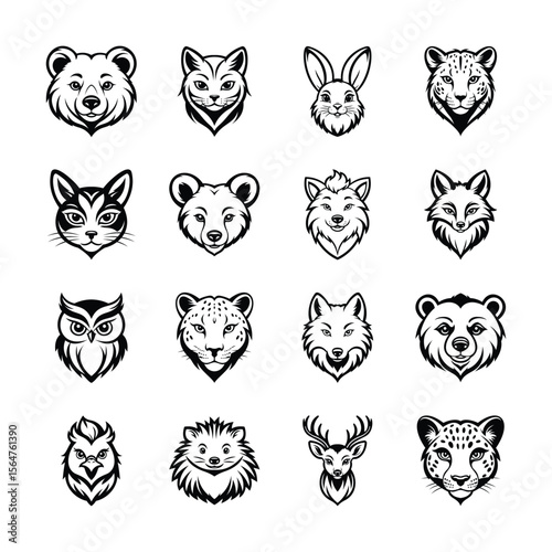 Get this amazing pack of animal mascot glyph style icons