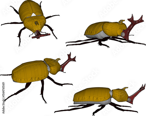 horned beetle insect animal design vector sketch illustration