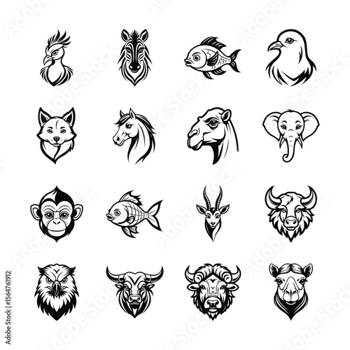 Check out our latest collection showing wild animal mascots glyph icons