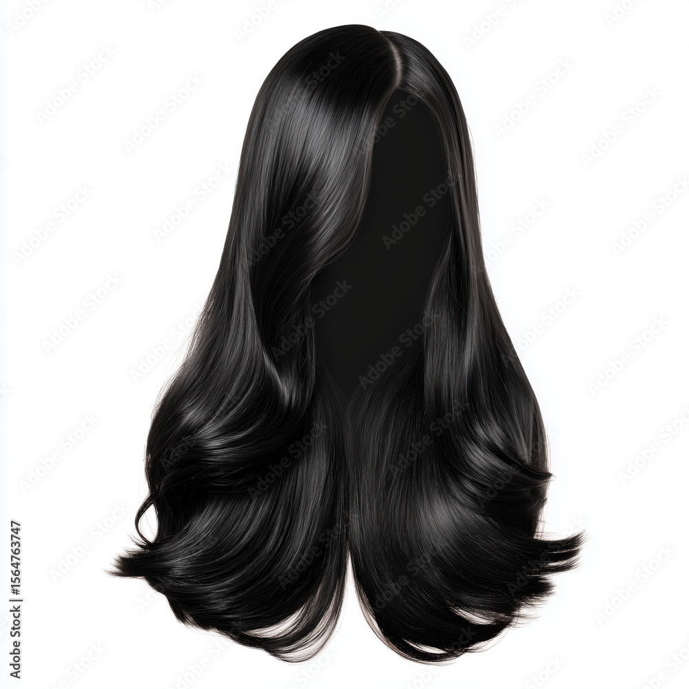 Fototapeta premium Stunning Black Wavy Hair , PNG isolated cut out image