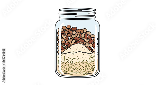 Layered Beans, Rice, and Spices in a Mason Jar A Simple Pantry Staple