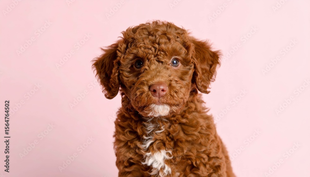 Fototapeta premium Retrato Adorable de Cachorro Mudi sobre Fondo Pastel, Generated image