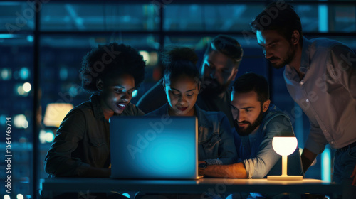 Wallpaper Mural A multicultural team working together on a laptop in a sleek Torontodigital.ca