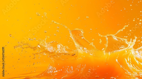 A vibrant splash of tropical juice creating arcs on a solid orange backdrop.