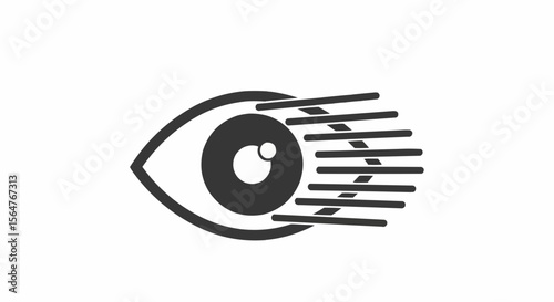 Stylized eye with horizontal lines emanating from it suggesting motion or vision effect illustration