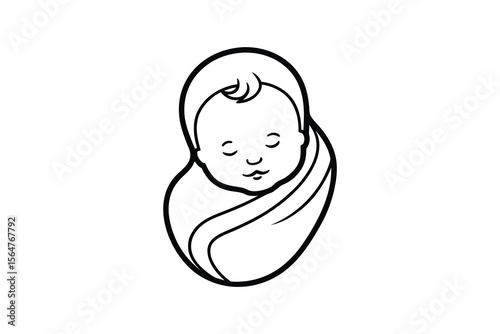 Sleeping newborn baby wrapped in a blanket in silhouette style