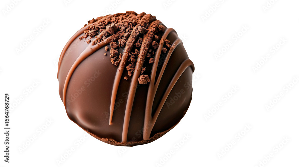 Obraz premium A gourmet chocolate truffle with a cocoa dusting, background isolated on a Transparent background, PNG file.