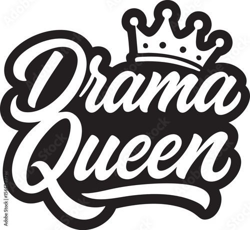 drama queen logo in black over white
