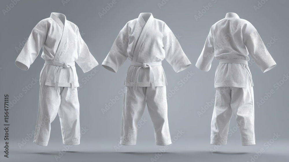 Fototapeta premium white martial arts gi mockup template, judo, karate and dojo uniform presentations 