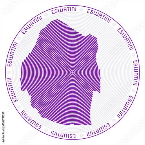 ESwatini round logo design. Country shape build of rings. ESwatini text around the country. Vector Illustration.