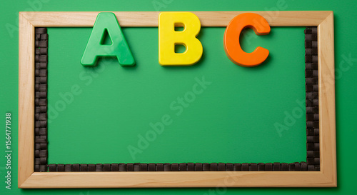 ABC Learning: Colorful Alphabet Letters on Green Chalkboard Frame - Education, Preschool, Kids, School Supplies, Learning, and Creativity