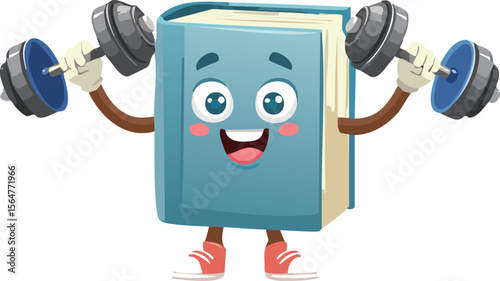 Strong Book Character Powerlifting Dumbbells with Determination