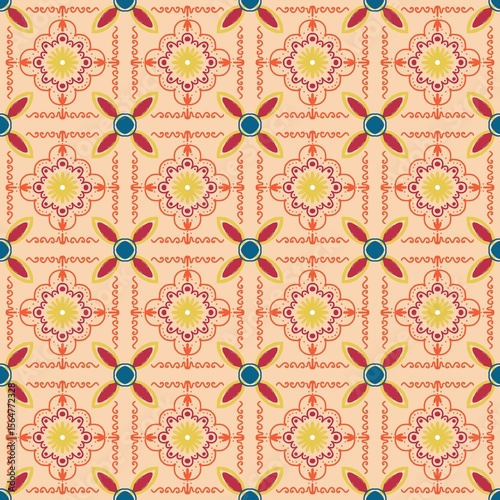 seamless pattern with colorful flowers