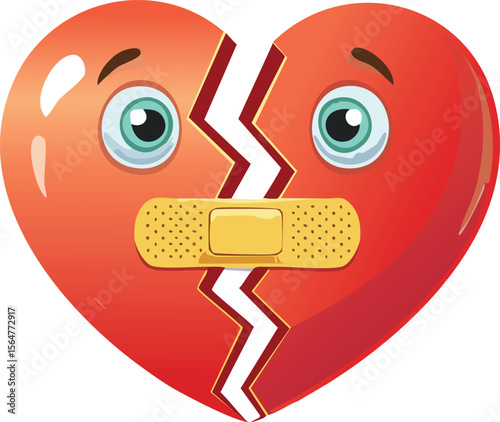 Broken Heart with a Bandage and Gentle Care