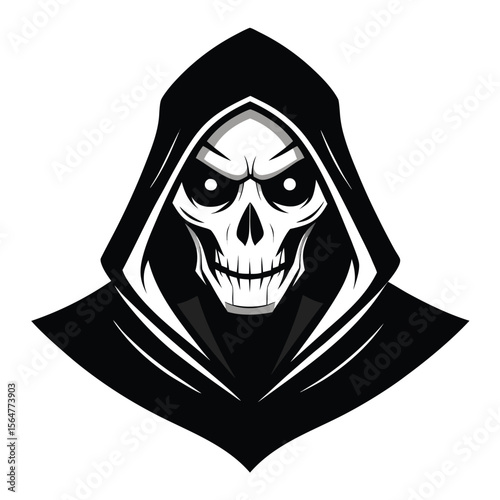  Black and White Grim Reaper Halloween Illustration