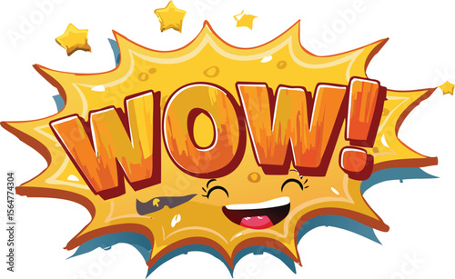 Bold Comic-Style “WOW!” with an Adorable Surprised Character