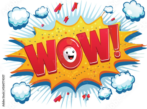 Bold Comic-Style “WOW!” with an Adorable Surprised Character