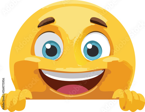 Emoji Face Peeking Out from Behind a Wall Playfully
