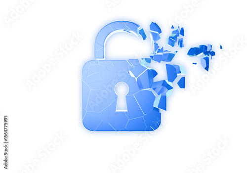 Lockdown Liberation: A stylized representation of security shattered, symbolizing the breaking of barriers, openness, and the dawn of data protection in digital age.