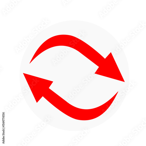 Curved Red Arrows in Circular Rotation Symbol/ set of arrows.