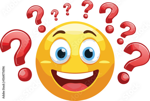 Confused Emoji Face Spinning with Floating Question Marks