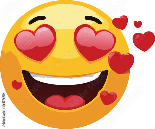 Overjoyed Emoji Face Blowing Out Popping Hearts with Delight
