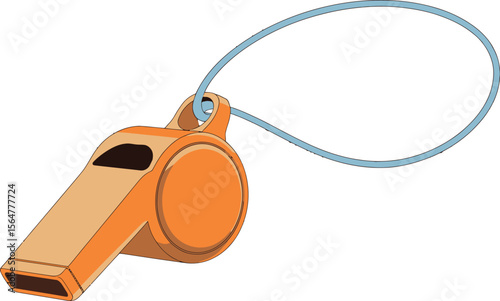 Find orange whistle with lanyard vector illustration clip art graphic