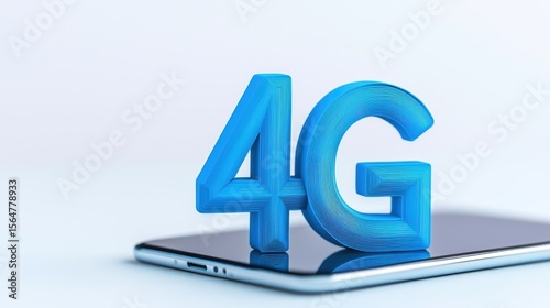 Close-up shot of the 4G symbol over a smartphone device, representing modern technology, connectivity, and fast data transfer