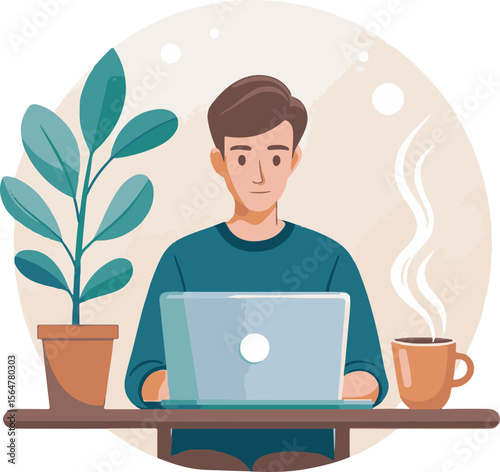 man working on laptop