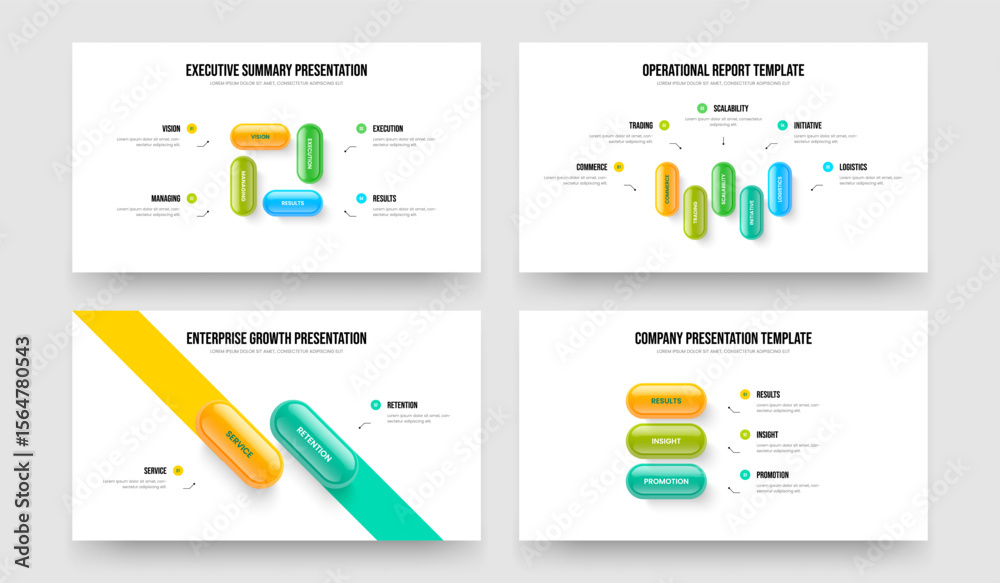 Fototapeta premium Project Briefing Four Five Two Three Element Diagram Slideshow Template Vector Illustration Set. Visual Forecast 4 5 2 3 Step Infographic Frame Layout Bundle.