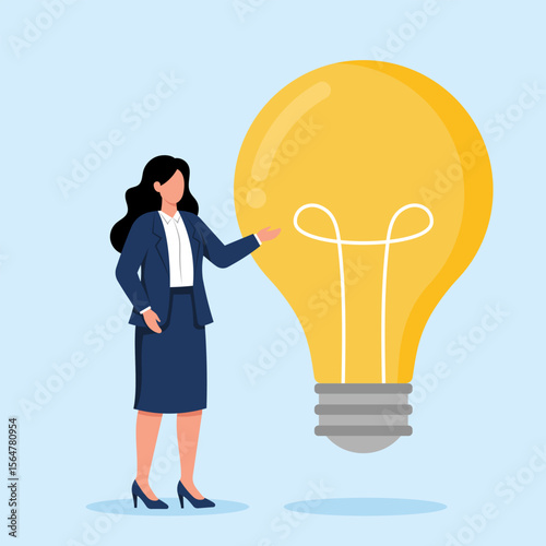 Illustration of a Businesswoman Presenting a Great Idea
