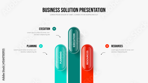 Visual Campaign Three Option Diagram Slide Design. Modern Review Slideshow Layout Vector Illustration. Digital Development 3 Step Infographic Frame Template.
