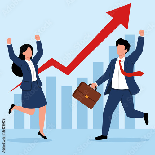 Illustration of a Business Success Growth Celebration