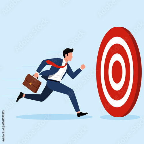 Illustration of a Businessman Running Towards a Target