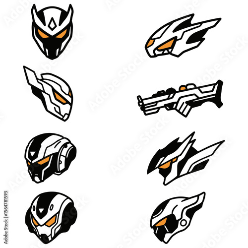 A professional set of tactical helmet vector graphics for military simulation and sci-fi wargaming