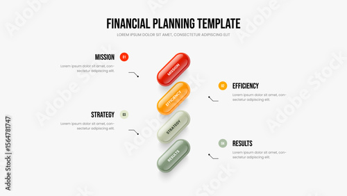 Investor Insight Slideshow Design Vector Illustration. Creative Report Four Element Infographic Slide Layout. Service Profile 4 Step Diagram Frame Template.