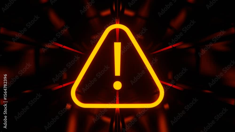 Red and Orange Tech Alert Glowing Symbol Background VJ Loop in 4K