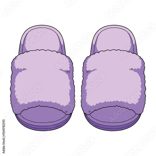 Lavender Fuzzy Slippers Pair for Home Comfort and Relaxation Still Life Studio Shot