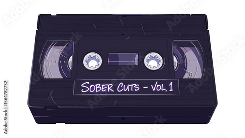 Vintage VHS Cassette Illustration for Nostalgic Media and Retro Technology Designs