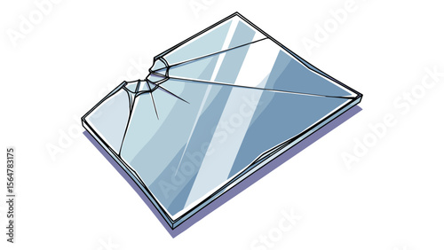 Digitally Rendered Illustration of Cracked Sheet of Glass for Creative Project Design