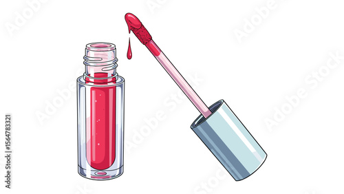 Glossy Lip Tint with Wand Applicator in Transparent Tube for Beauty Campaigns