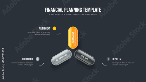 Creative Growth Frame Template Vector Illustration. Business Innovation Three Element Infographic Slide Design. Market Review 3 Step Diagram Slideshow Layout.