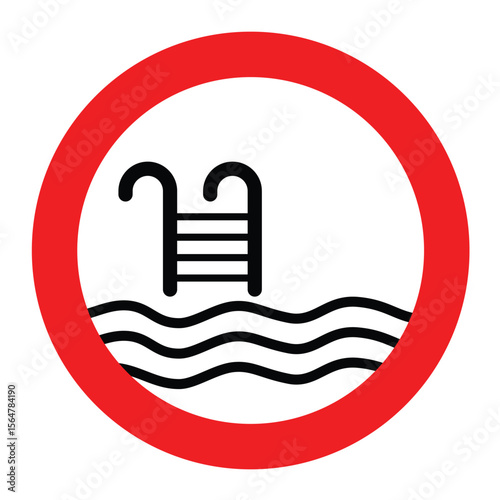 Swimming pool ladder sign. Use pool stair sign and symbol