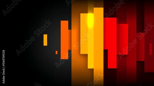Abstract Geometric Composition: Vibrant Rectangles on Black Background.