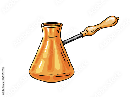 Copper coffee pot cezve Outline Illustration